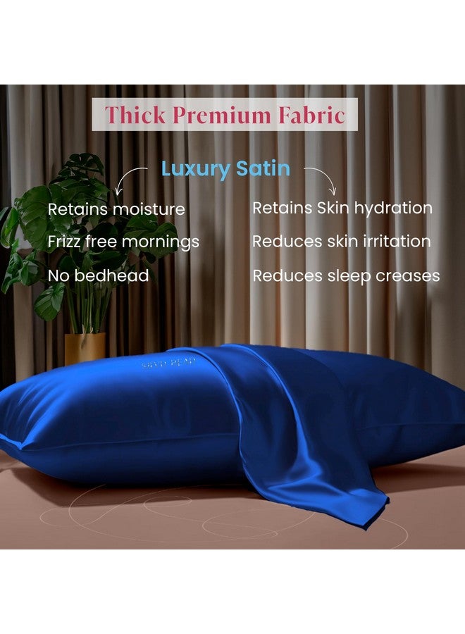 Silvr Bear Luxury Solid Satin Pillow Covers + 3 Scrunchies | Aesthetic Pillowcase-Standard - 18 X 27 Inches | Great For Hair And Skin | Combo Pack (Navy Blue, Luxe Satin) 250, 5 Piece - Image 3