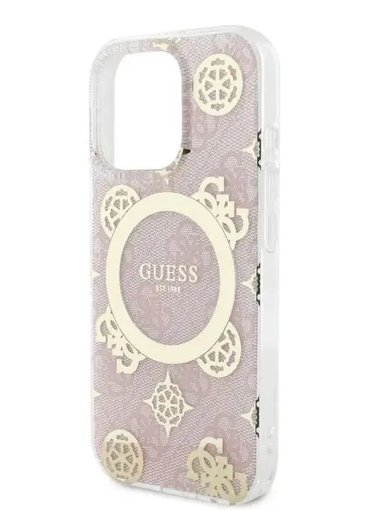 GUESS Magsafe IML 4G Design Hard Case With Peony for iPhone 16 Pro / Comfortable and Secure Grip / Easy Snap-On / Accurate Cutouts - Pink