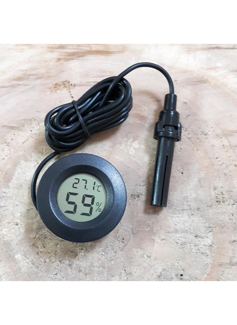 Thermometer Temperature Clock with Probe for Refrigerator, Humidity Meter Thr159