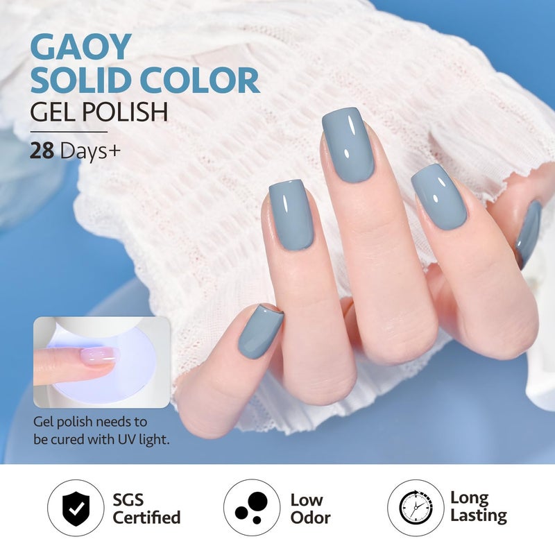 GAOY Blue Navy Gel Nail Polish Set, 6 Colors Nude Gray Baby Blue Soak Off UV Light Cure Gel Polish Kit for Salon and Nail Art DIY at Home - Image 5