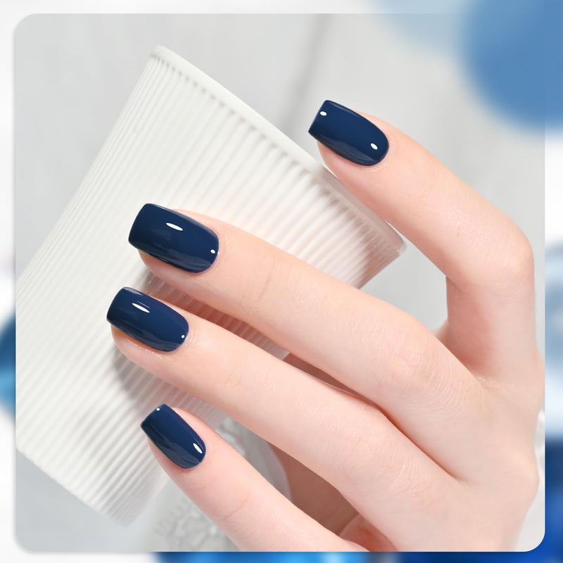 GAOY Blue Navy Gel Nail Polish Set, 6 Colors Nude Gray Baby Blue Soak Off UV Light Cure Gel Polish Kit for Salon and Nail Art DIY at Home - Image 4