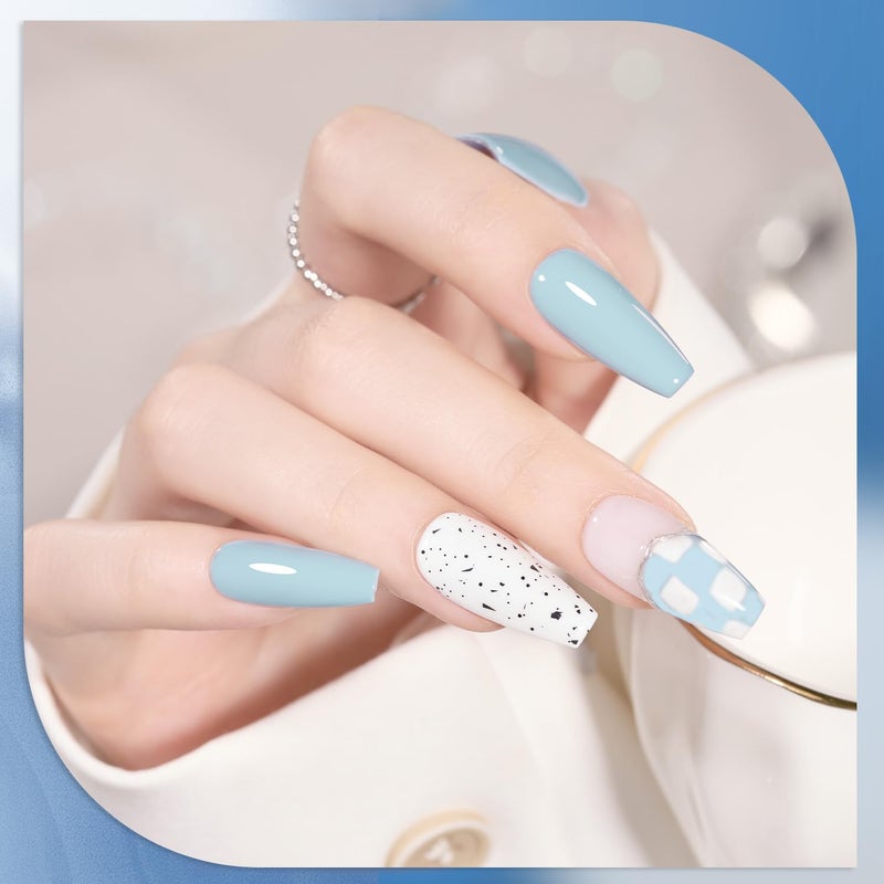 GAOY Blue Navy Gel Nail Polish Set, 6 Colors Nude Gray Baby Blue Soak Off UV Light Cure Gel Polish Kit for Salon and Nail Art DIY at Home - Image 3