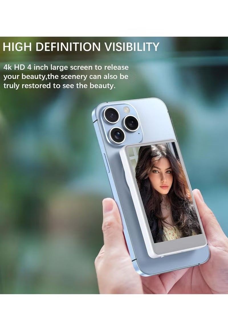 Generic Vlog Selfie Monitor Screen for Smartphones  4-Inch Wireless Rear Camera Display with Magnetic Mount & Remote Control Ideal for Live Streaming Vlogging, Selfies  Compatible with iPhone and Android Compact & Portable  - Image 5