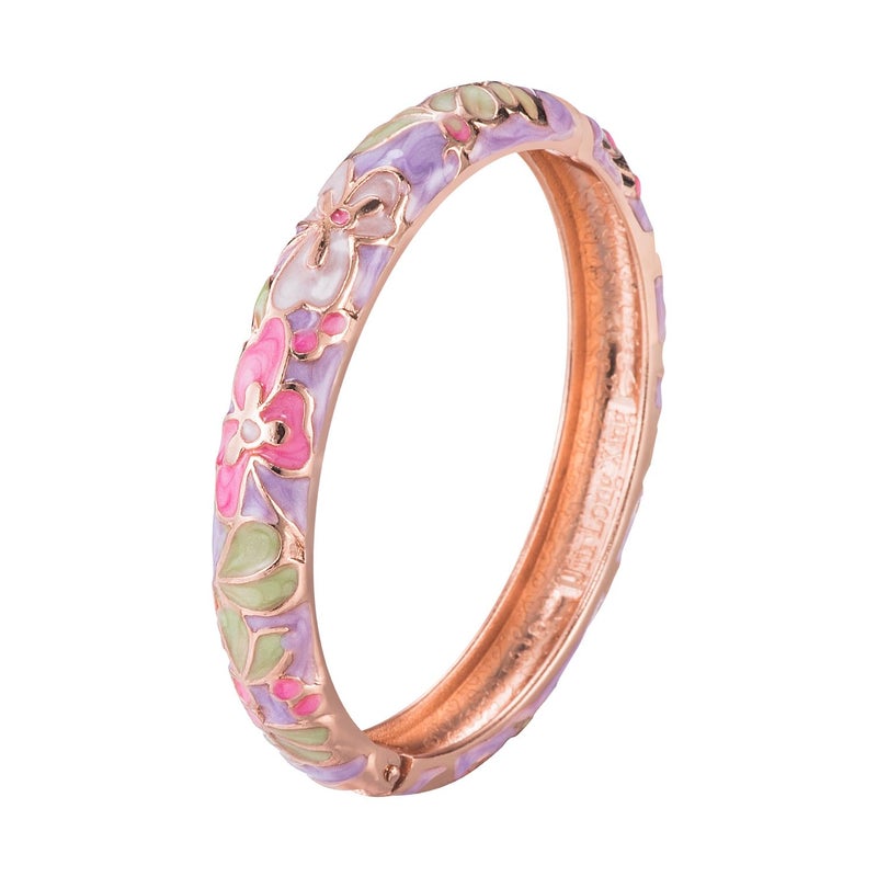 wynameleri Bracelet Cloisonne Jewelry Fashion Opening Hinged Bangles Crafted Blue Colored Enamel Flower Gifts for Women - Image 2