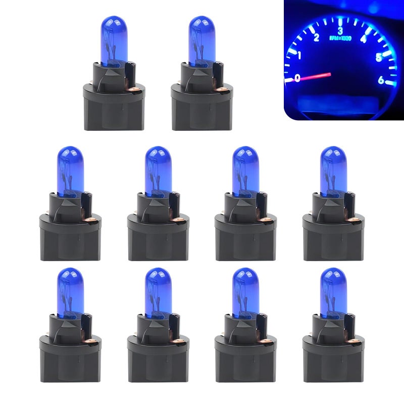 Flygun 10 PCS Car T5 Halogen Instrument Light 12V 12W Singlefilament Air Conditioning Indicator Light Brake Light Plug and Play Nondestructive Installation Universal Car Lighting Bulb Blue