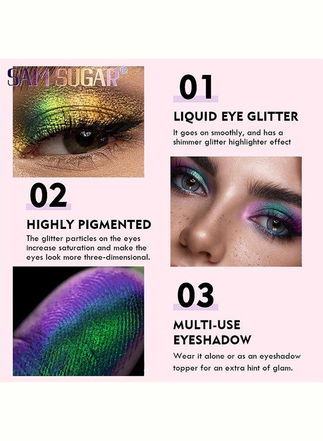 SAM SUGAR Multi-Chrome Liquid Eyeshadow, Long-Lasting Chameleon Glitter Eyeshadow, Buildable Holographic Shimmer Makeup for Eyes & Face #06 - Image 3