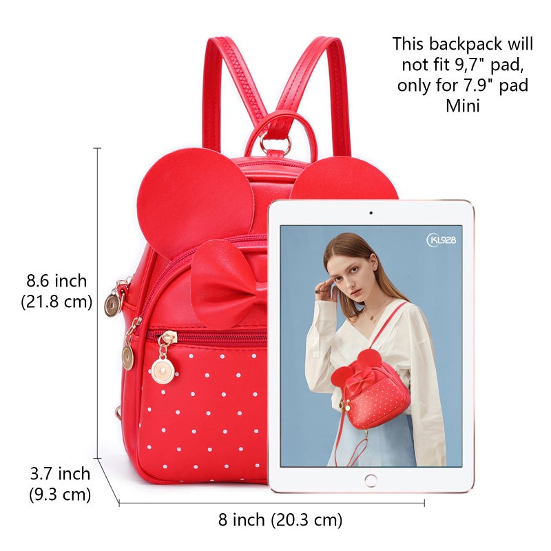 KL928 Girls Mini Backpack Bowknot Polka Dot Cute Small Daypacks Convertible Shoulder Bag Purse for Women - Image 2