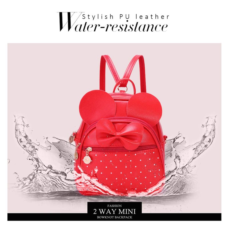 KL928 Girls Mini Backpack Bowknot Polka Dot Cute Small Daypacks Convertible Shoulder Bag Purse for Women - Image 5