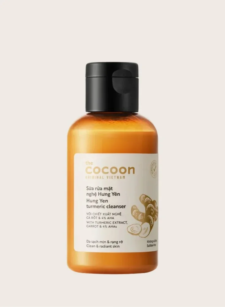 Hung Yen Turmeric Cleanser 140ml Brightening Turmeric Face Wash with AHA 4% Gentle Exfoliating Facial Cleanser for Dark Spots Glow Oil Control Hydrating Deep Cleansing Face Wash