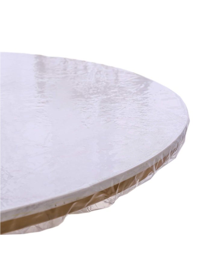 Clear Round Vinyl Fitted Tablecloth, Waterproof Heavy Duty Plastic Table Cover with Elastic Edge, Fits 45-56 Inch (114-142 cm) Diameter Tables - Image 1