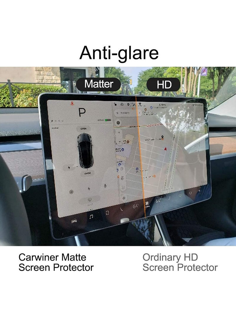 erorex Tempered Glass Matte Screen Protector Compatible With Tesla Model 3 Model Y Center Control Touch Screen Car Navigation Tempered Glass Accessories Anti Glare Anti Fingerprint  - Image 4