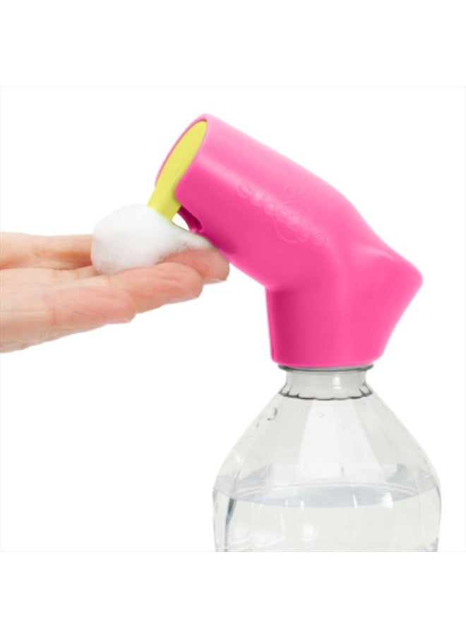 Suds2Go Refillable Caps, 2 Pack - Universal Fit Turns Most Disposable Water Bottles Into A Hand Washing Station - Includes Refillable Soap Reservoir - Conveniently Sized to Take on the Go - Pink  - Image 1