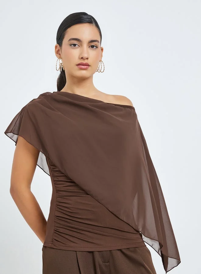 Styli  Faux two-piece shawl design, casual knit top for Women | Best Price UAE