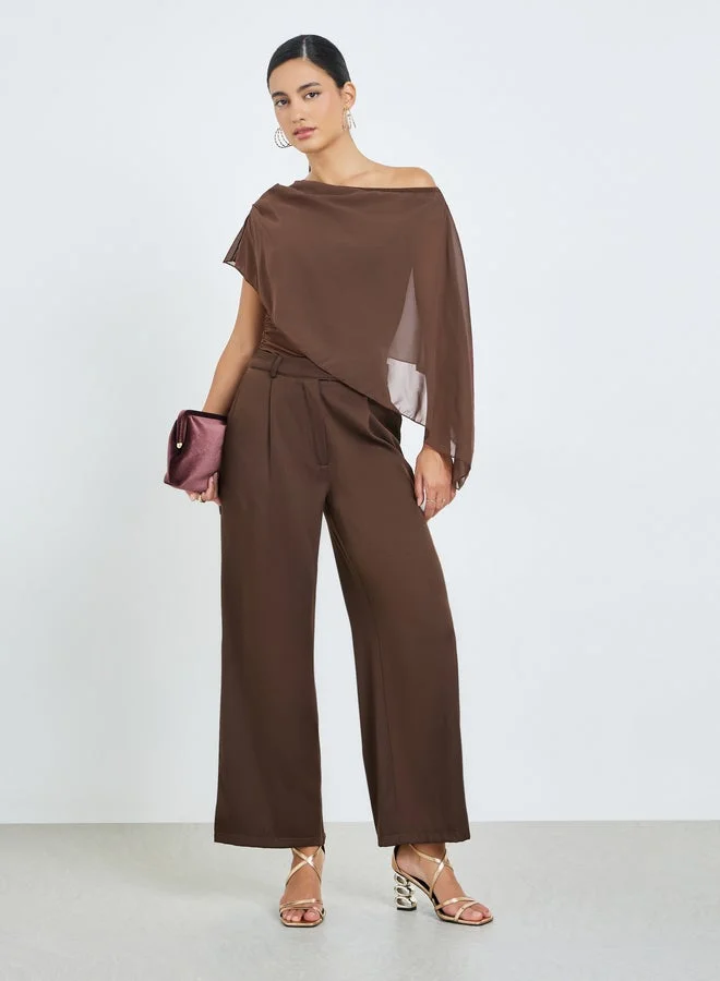 Styli Faux two-piece shawl design, casual knit top