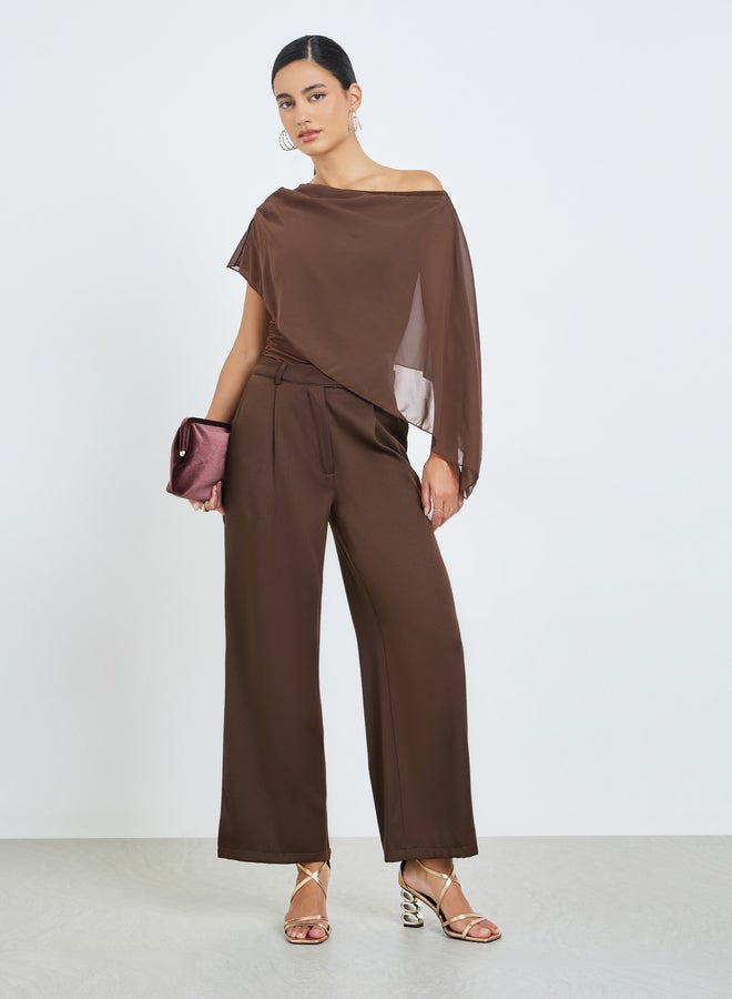 Styli Faux two-piece shawl design, casual knit top - Image 2