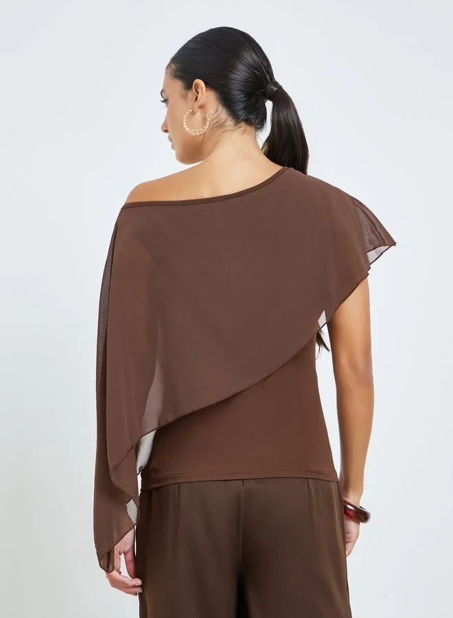 Styli  Faux two-piece shawl design, casual knit top for Women | Best Price UAE