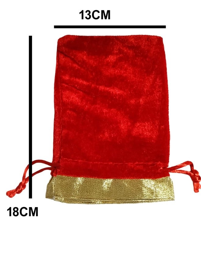 3A Featuretail Velvet Drawstring Pouch for Dry Fruits Packing, Velvet Shagun Potli, Velvet Guthi Bag for Jewellery, Wedding Party Favor Gift Bags (13CM X 17CM 25pc Set, Maroon Velvet Color) - Image 4