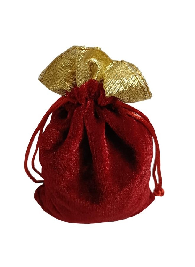 3A Featuretail Velvet Drawstring Pouch for Dry Fruits Packing, Velvet Shagun Potli, Velvet Guthi Bag for Jewellery, Wedding Party Favor Gift Bags (13CM X 17CM 25pc Set, Maroon Velvet Color) - Image 2