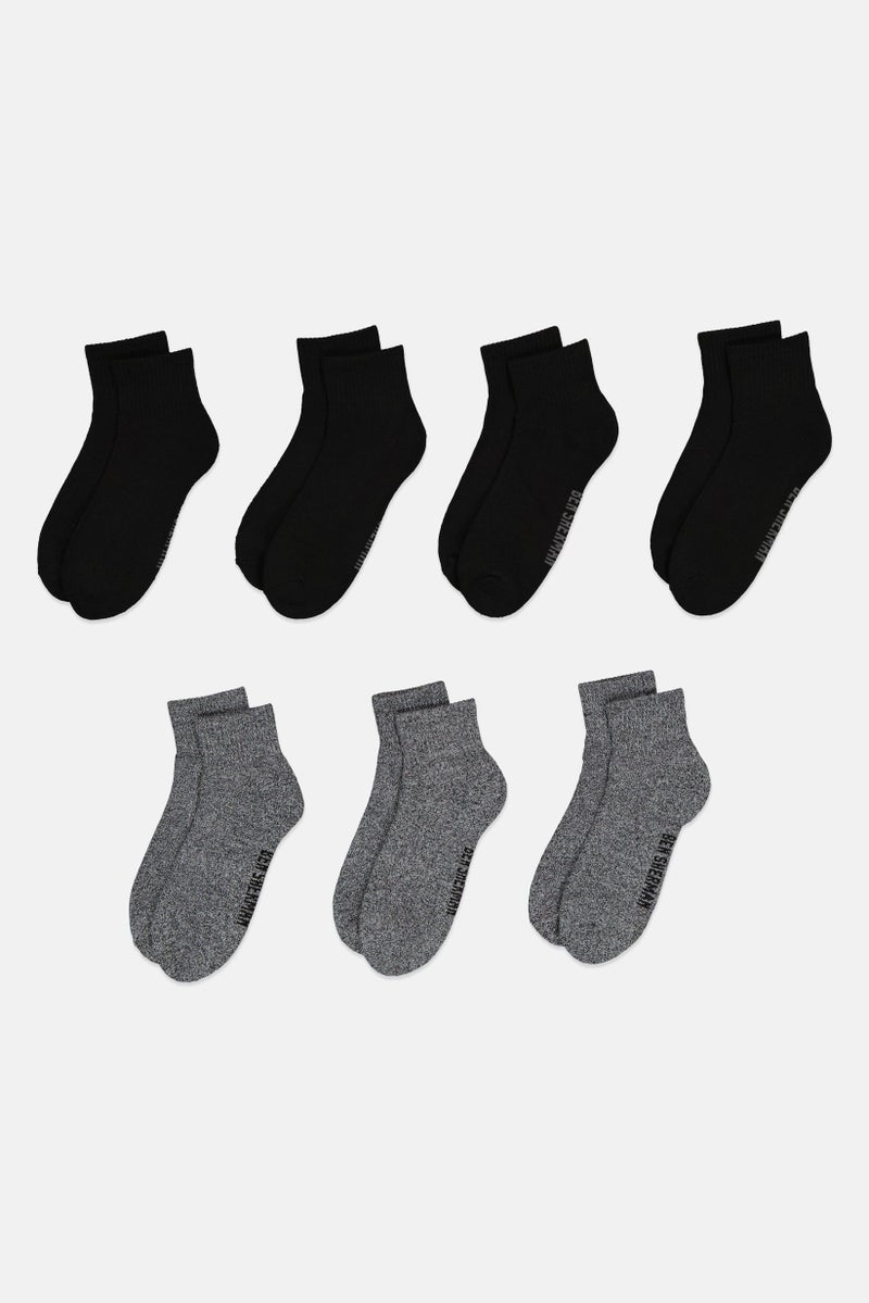 Ben Sherman Men 7 Pairs Brand Logo Quarter Cut Socks, Multicolor  - Image 3