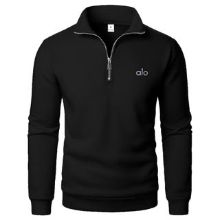 Alo Yoga Men's Half-Zip Stand Collar Sweatshirt, Trendy Simple Loose Fit