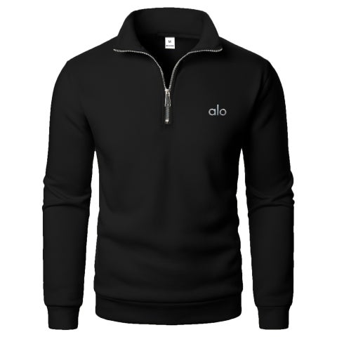Alo Yoga Men's Half-Zip Stand Collar Sweatshirt, Trendy Simple Loose Fit
