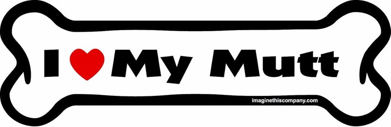 I Love My Mutt Bone Car Magnet