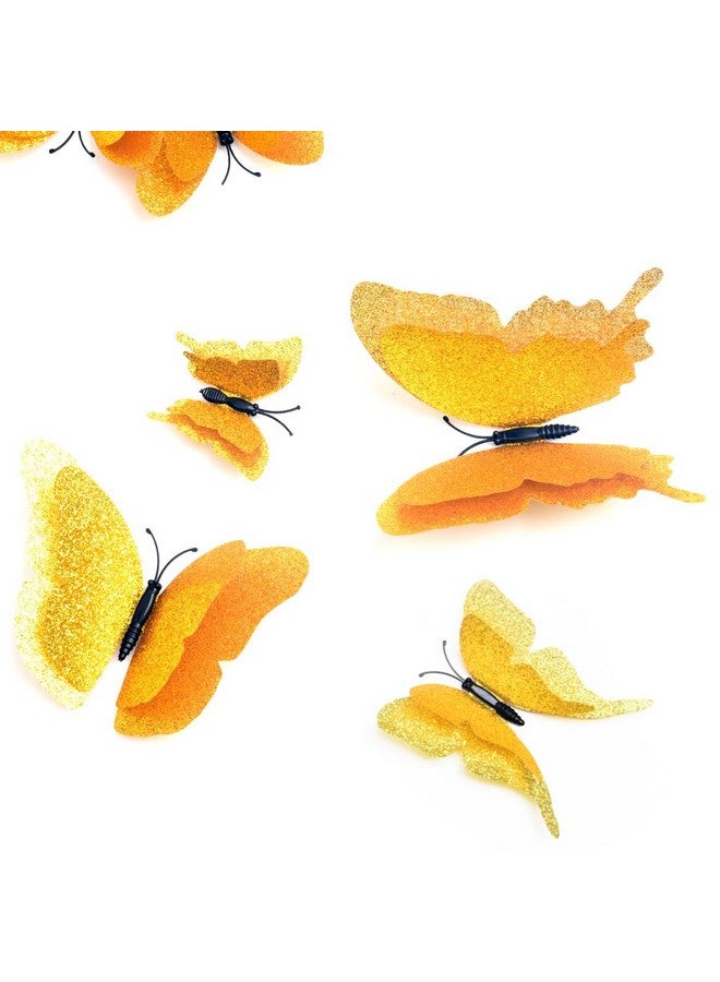DaGou 3D Butterfly Wall Decor 24 Pcs 3 Sizes, Gold Butterfly Decorations For Home Decorations Butterfly Party Decorations Room Decorations, Removable Stickers (Golden) - Image 2