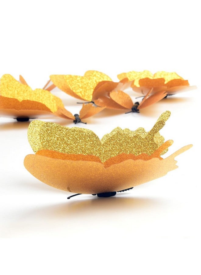 DaGou 3D Butterfly Wall Decor 24 Pcs 3 Sizes, Gold Butterfly Decorations For Home Decorations Butterfly Party Decorations Room Decorations, Removable Stickers (Golden) - Image 3
