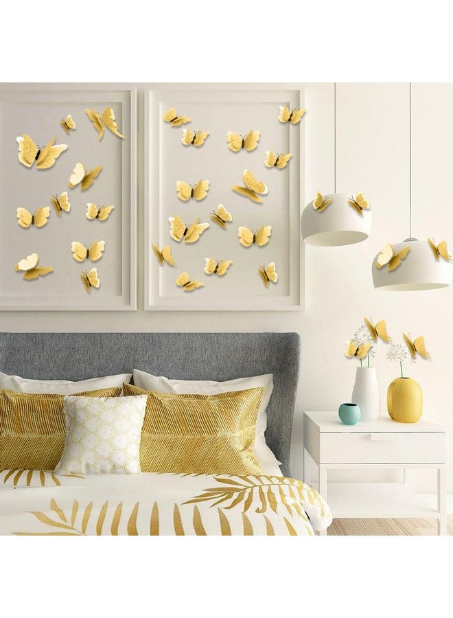 DaGou 3D Butterfly Wall Decor 24 Pcs 3 Sizes, Gold Butterfly Decorations For Home Decorations Butterfly Party Decorations Room Decorations, Removable Stickers (Golden) - Image 5