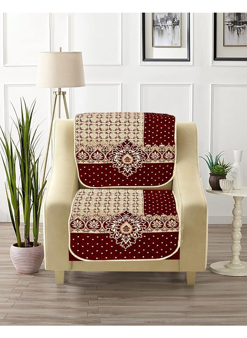 Dazzling DECOR Dazzling DECOR Velvet Sofa Cover Set of 5 Seater Premium Sofa Covers 3 Seater and 2 Seater Full Cover Set for Couch Seat Heavy Fabric Sofa Slip Protector with Back Covers 1003_Maroon  - Image 5