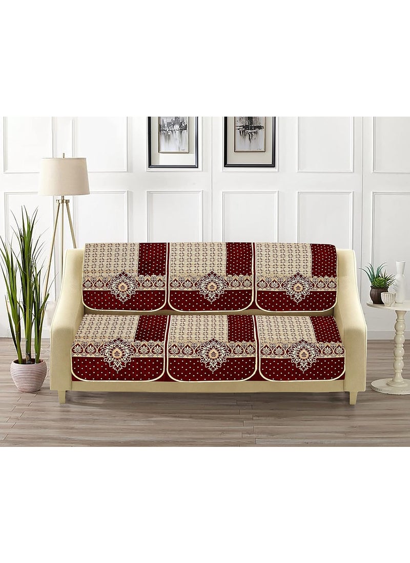 Dazzling DECOR Dazzling DECOR Velvet Sofa Cover Set of 5 Seater Premium Sofa Covers 3 Seater and 2 Seater Full Cover Set for Couch Seat Heavy Fabric Sofa Slip Protector with Back Covers 1003_Maroon  - Image 3