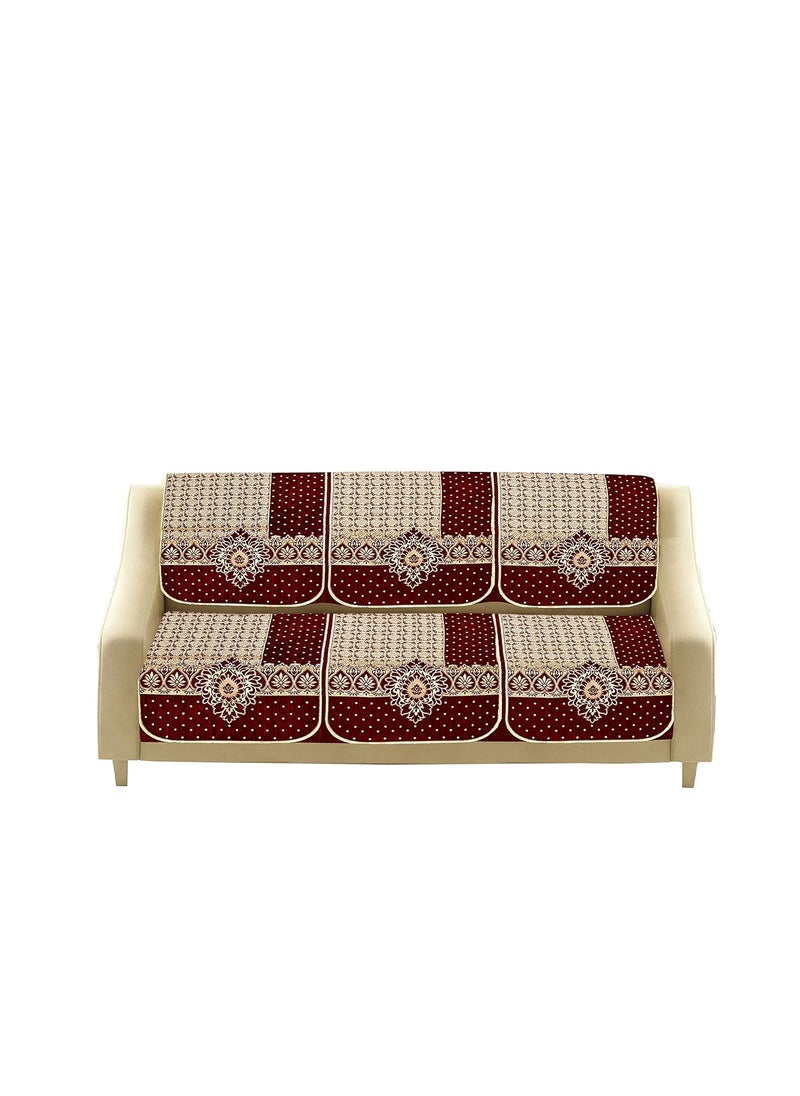 Dazzling DECOR Dazzling DECOR Velvet Sofa Cover Set of 5 Seater Premium Sofa Covers 3 Seater and 2 Seater Full Cover Set for Couch Seat Heavy Fabric Sofa Slip Protector with Back Covers 1003_Maroon  - Image 4