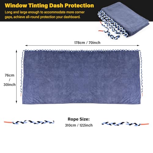 Gomake Window Tint Dash Cover Towel Absorbent Car Dashboard Protection Microfiber Towel Strand Soak Rope Car Windshield Back Window Tinting Tools with Bulldozer Squeegee Scrubber Paddle Squeegee - Image 2