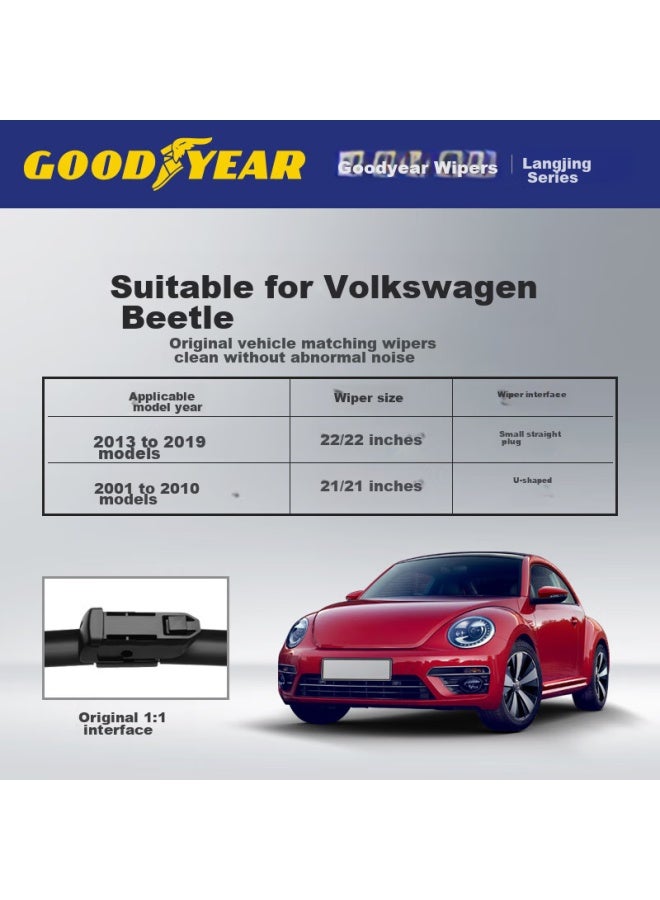 GOODYEAR Goodyear Volkswagen Beetle Windshield Wipers For 2013- Models, Original Wiper Blades, Car Accessories, Specialized Wiper Strips 21/21  - Image 2