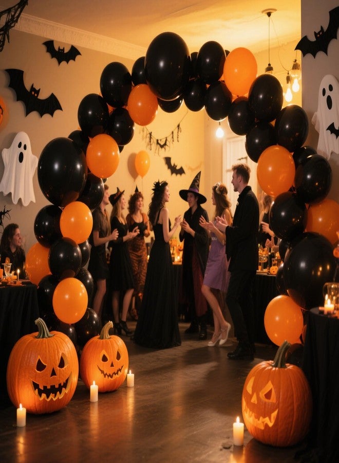 K.E.J. Black Balloon,145pcs Premium Black Latex Balloons Arch Kit Different Sizes 18 12 10 5 Inch,Balloon Garland Arch Kit for Graduation Anniversary Halloween Birthday Party Decoration - Image 3