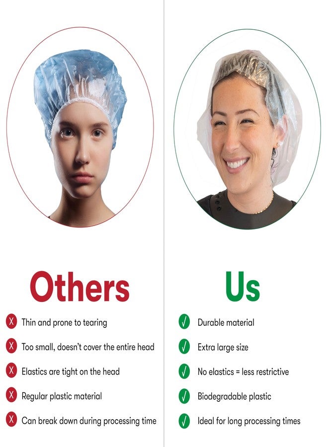FRAMAR XL Processing Caps For Hair Color - Disposable Shower Caps For Women, Hair Coloring Cap, Processing Cap Disposable, Salon Essentials - No Elastic Trim - 50 Count - Image 4