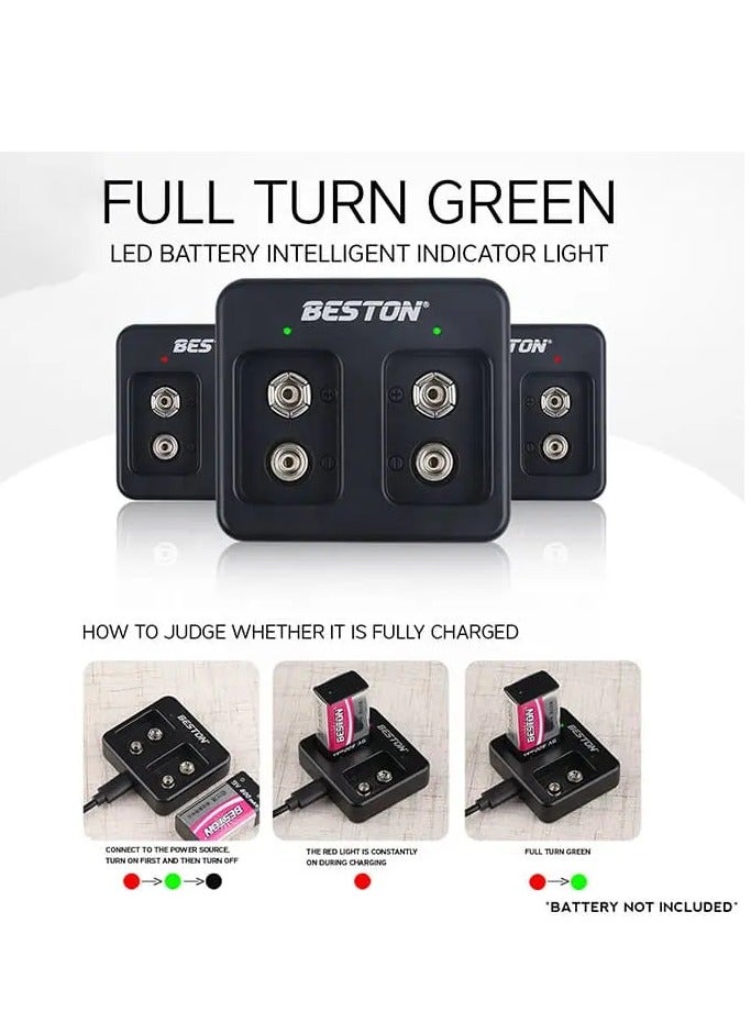 BESTON Beston M7005-C8006 Smart Battery Charger for 9V Batteries – Fast USB Charger with Dual Charging Slots - Image 2