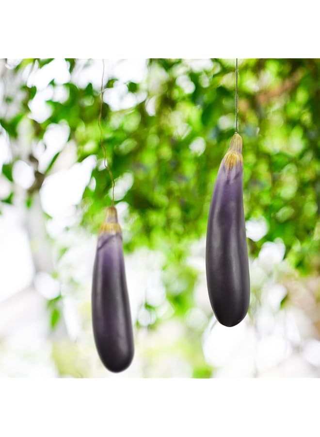 erorex Artificial Eggplants Simulation Eggplants Fake Vegetable Home Kitchen Decoration Photo Props Desk Ornament 3 Pcs - Image 5