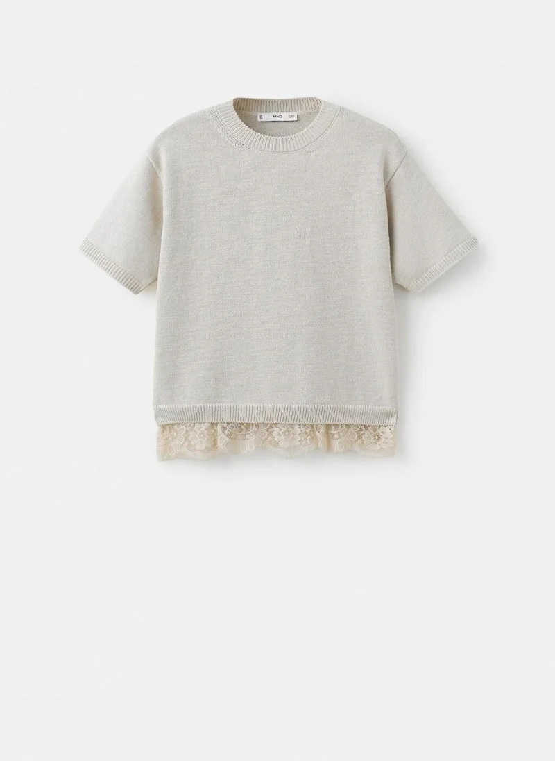 Mango  Ribbed lace-trimmed jumper for Women | Best Price UAE