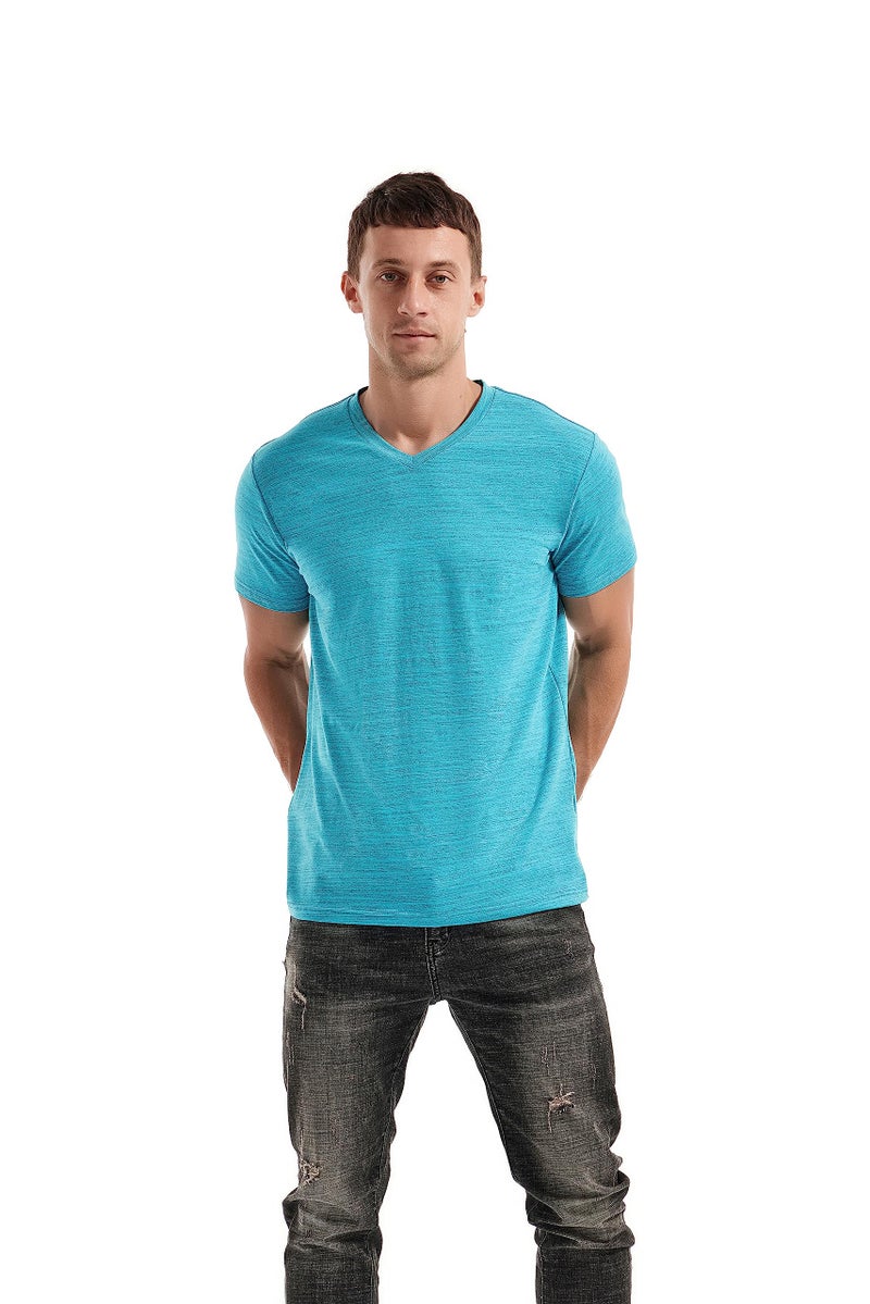 KLIEGOU Men's V Neck T Shirts - Casual Stylish Fitted Tees for Men 1 Light Blue-Gray XXL - Image 2