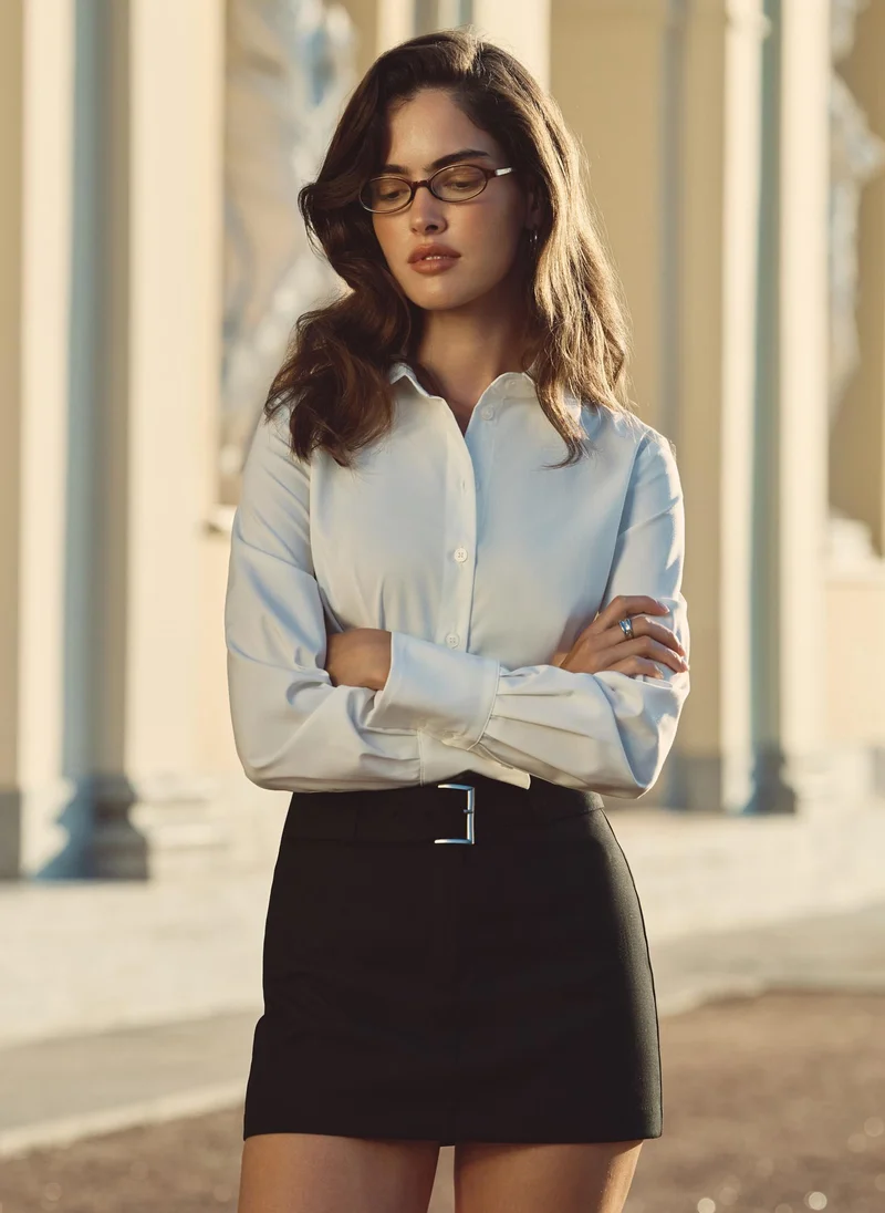Lichi  Straight mini skirt with matching belt for Women | Best Price UAE