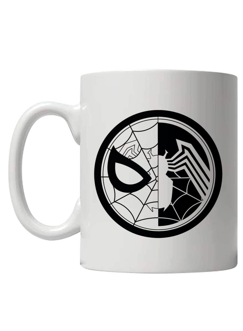 حكاية شمعة مج من السيراميك بطبعة تصميم "مارفل سبايدرمان" بلون أبيض - Image 1