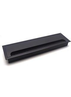 PROMASS Cable Cover,11-Inch Cable Hole Cover Wire Rectangle Hole Computer Desk Cable Grommet Black Plate with Bristles (11", Black)  - Image 1