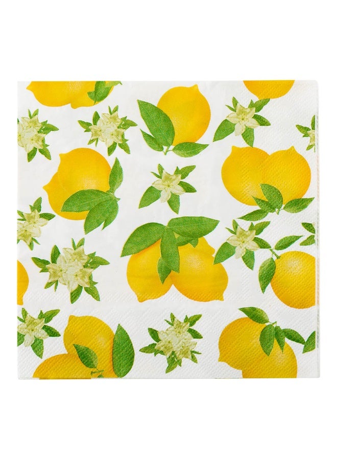 Restaurantware 13 Inch Paper Luncheon Napkins, 500 Lemon Design Printed Napkins - 3-Ply, Textured Edges, White Paper Decorated Napkins, Soft And Strong, For Parties Or Catering Events - Image 2