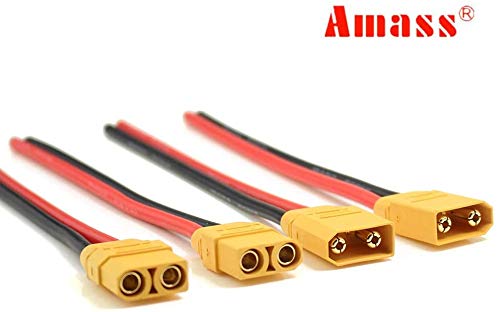 SoloGood Amass 4 Pairs XT90 Pigtails XT90 Wire XT 90 Plug Male and Female Connector 150mm 10AWG Silicon Wire for RC Lipo Battery FPV Racing Drone … - Image 4