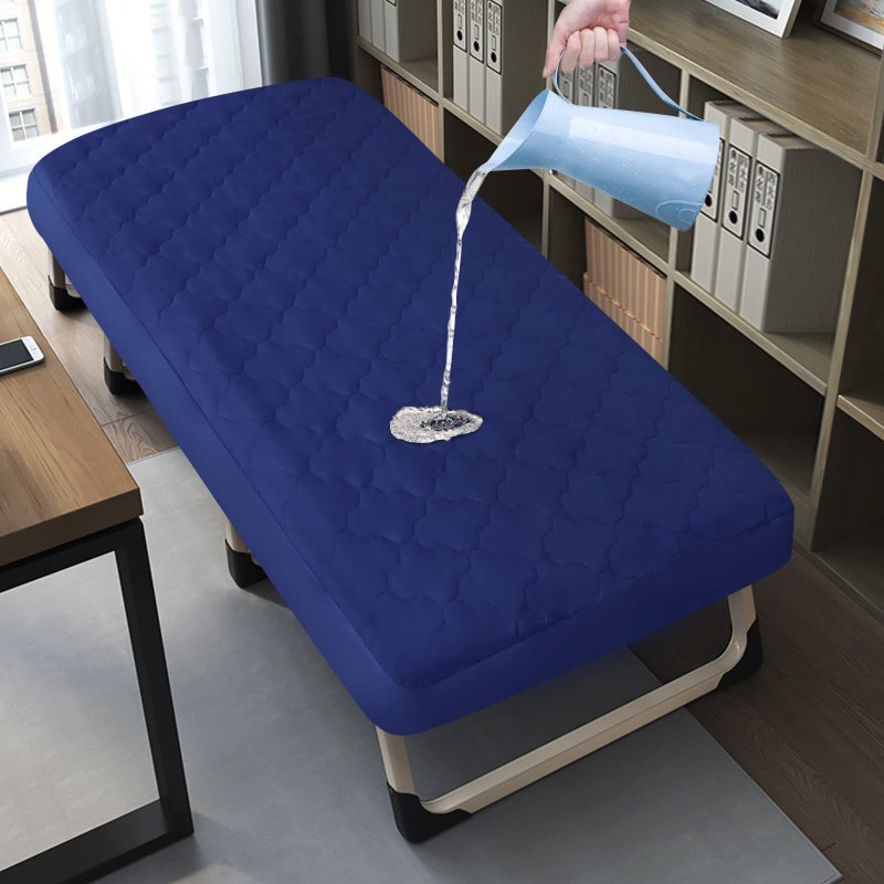 Cot Mattress Pad Protector Waterproof Quilted Cot Size Mattress Cover 30 X 75 X 10 Fitted for Narrow TwinCamp BunkRvs BunkGuest Beds Deep Pocket Mattress Topper Navy Cover Only