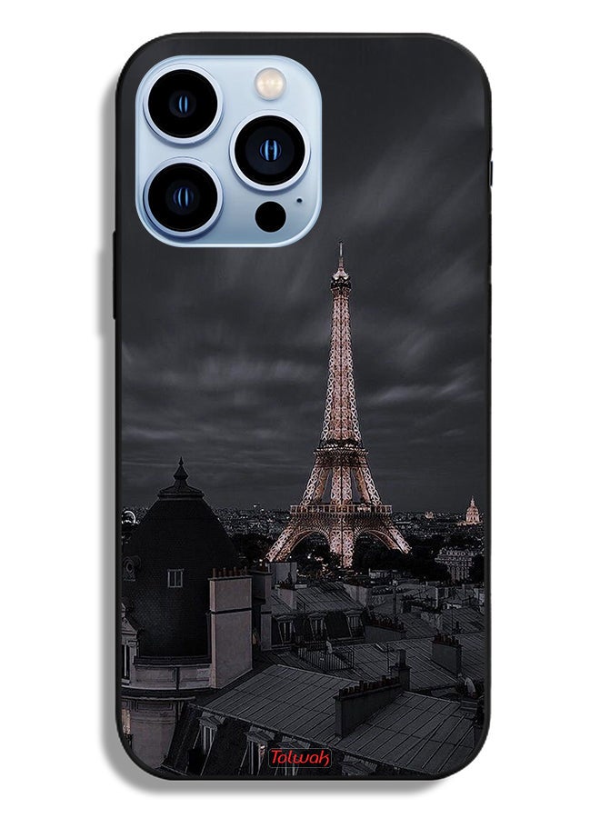 Tolwak Apple iPhone 13 Pro Protective Case Eiffel Tower In Night - Image 2