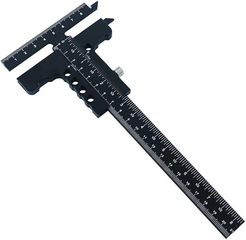 Black Aluminum Alloy T Shaped Woodworking Scriber Marking Gauge With Sliding Precision Scale - Image 1