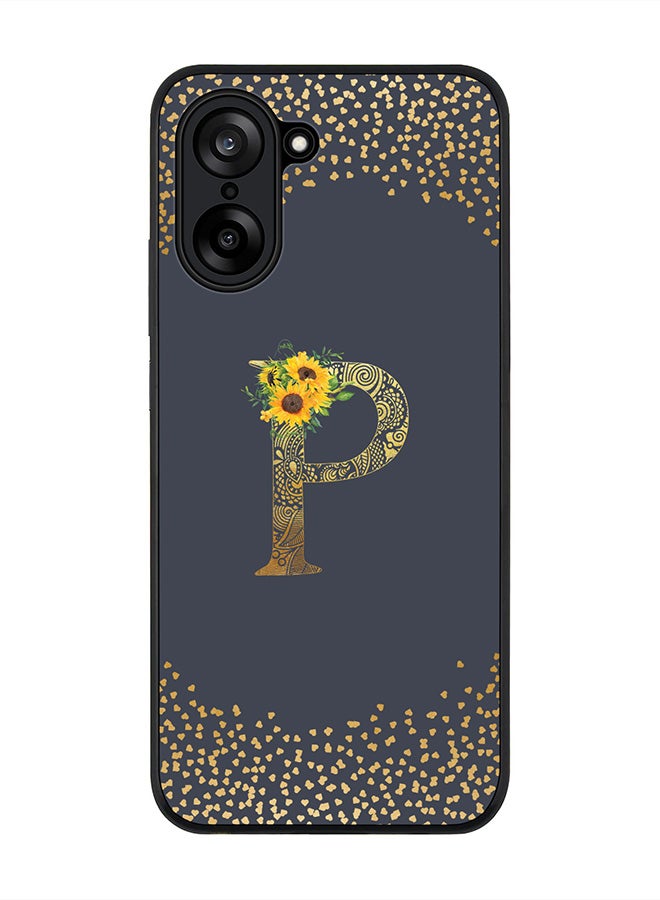 Stylizedd For OnePlus Nord CE5 / Ace 5 Racing Case,Slim fit Camera Protection, Shockproof Thin Phone cover  - Custom Floral Monogram - P  (Grey )