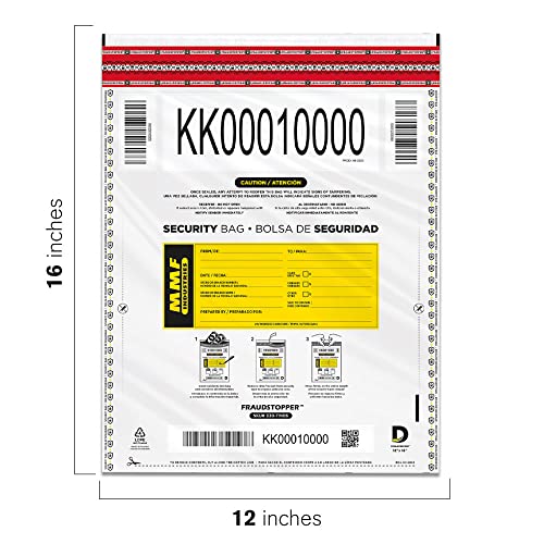 MMF Industries Cash Transmittal Bags | 12W x 16H | Pack of 100 | Unique Alphanumeric Numbering | Self-Sealing Adhesive | Four Tamper Indicators | Folded Bottom | Deposit Plastic Bags - Image 5